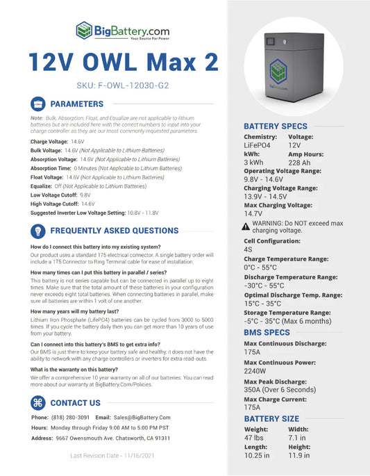 Complete Off-Grid Solar Kit - 4,000W 120/240V Output / 12VDC + 2x 12V OWL MAX  2 + 1920 Watts Solar | Off-Grid, Mobile, Backup