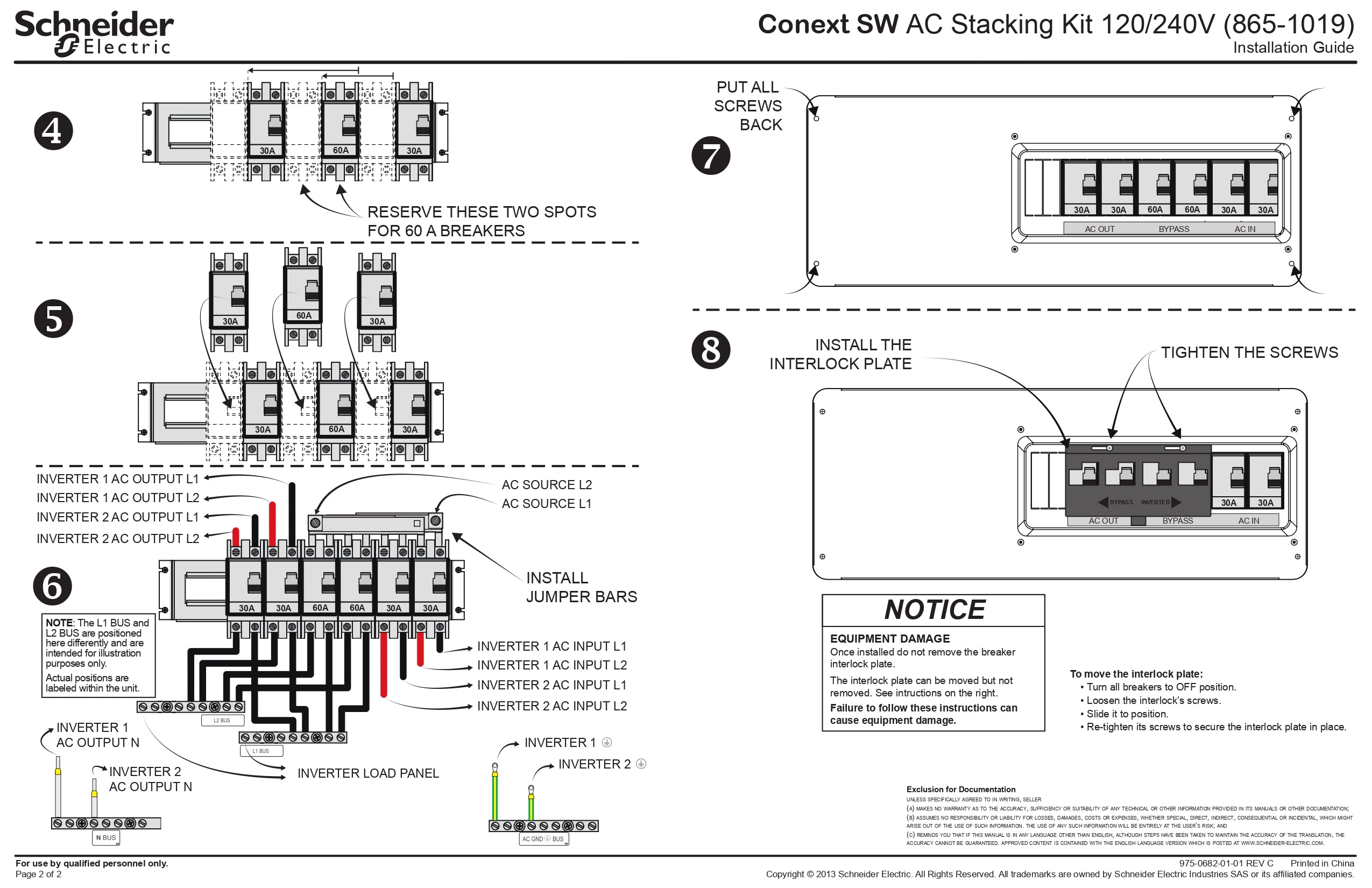 Schneider Conext AC Stacking Kit for 2 SW Currently On Backorder