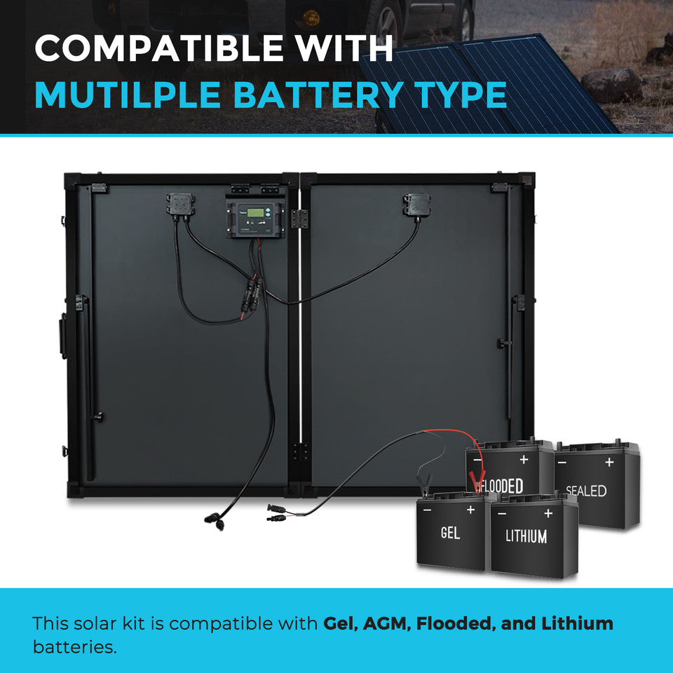 200 Watt 12 Volt Monocrystalline Foldable Solar Suitcase