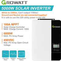 GROWATT 5KW 48VDC, Off-Grid Solar Inverter 240 VAC, Stackable