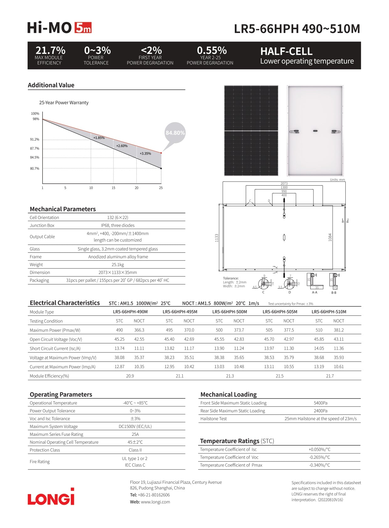 Longi - 31x Panels - 495W - 66HPH-495M - Mono - 66 cell｜2-4 Weeks