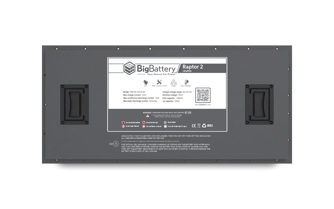 72V RAPTOR 2  | 100Ah |  7.68kWh | LIFEPO4 Power Block | Lithium Battery Pack