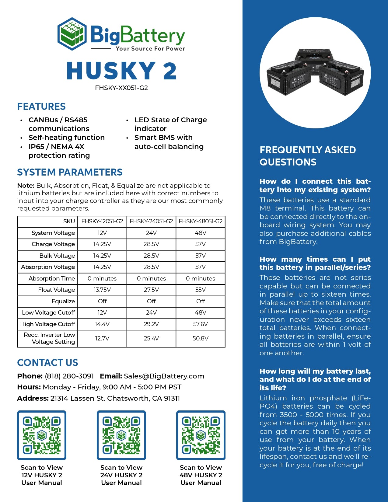 12V 2X HUSKY 2 KIT - LiFePO4 - 400Ah - 5.12kWh