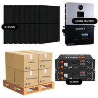 Complete Solar Power System - 3.2kW | 6,000W 120/240V [10.2kWh-14.3kWh Lithium Battery Bank] + 8 x 400W Mono Solar Panels | Includes Schematic [OGK-PLUS]