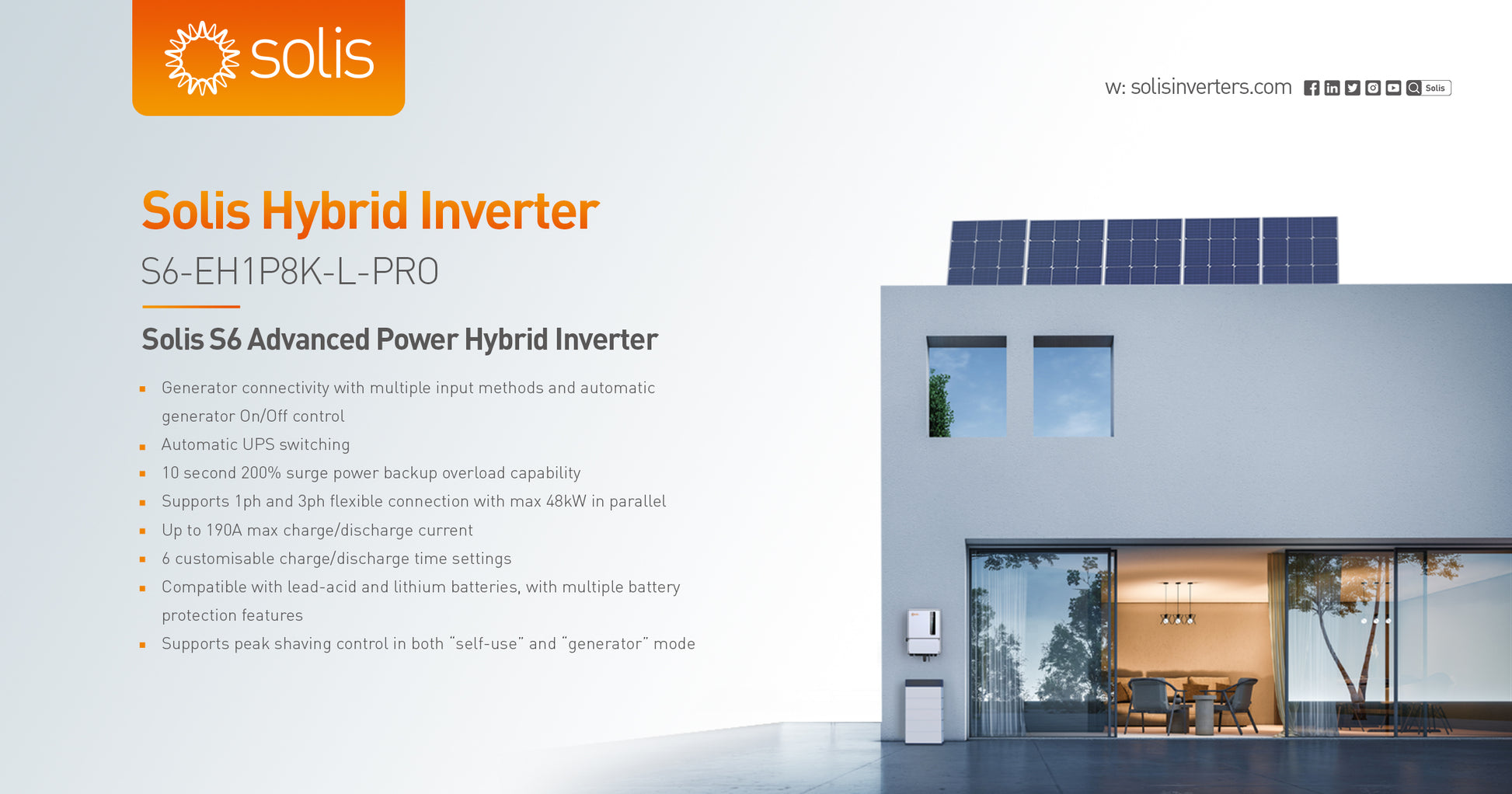 Solis Inverter 6.0kW | 3MPPT | 208/240VAC｜Single Phase Solar Inverter | Internal Sunspec MLRSD transmitter | 2-4 Weeks Ship Time