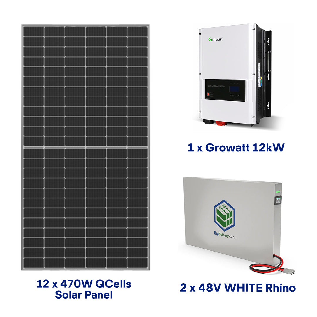 Complete Off-Grid Kit for Large House / Cottage (28kWh) / 120/240V Output / 48V Lithium Battery + 470W Solar Panels