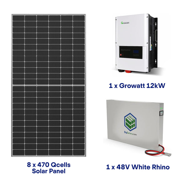 Complete Off-Grid Kit for Large House / Cottage (14kWh) / 120/240V Output / 48V Lithium Battery + 470W Solar Panels