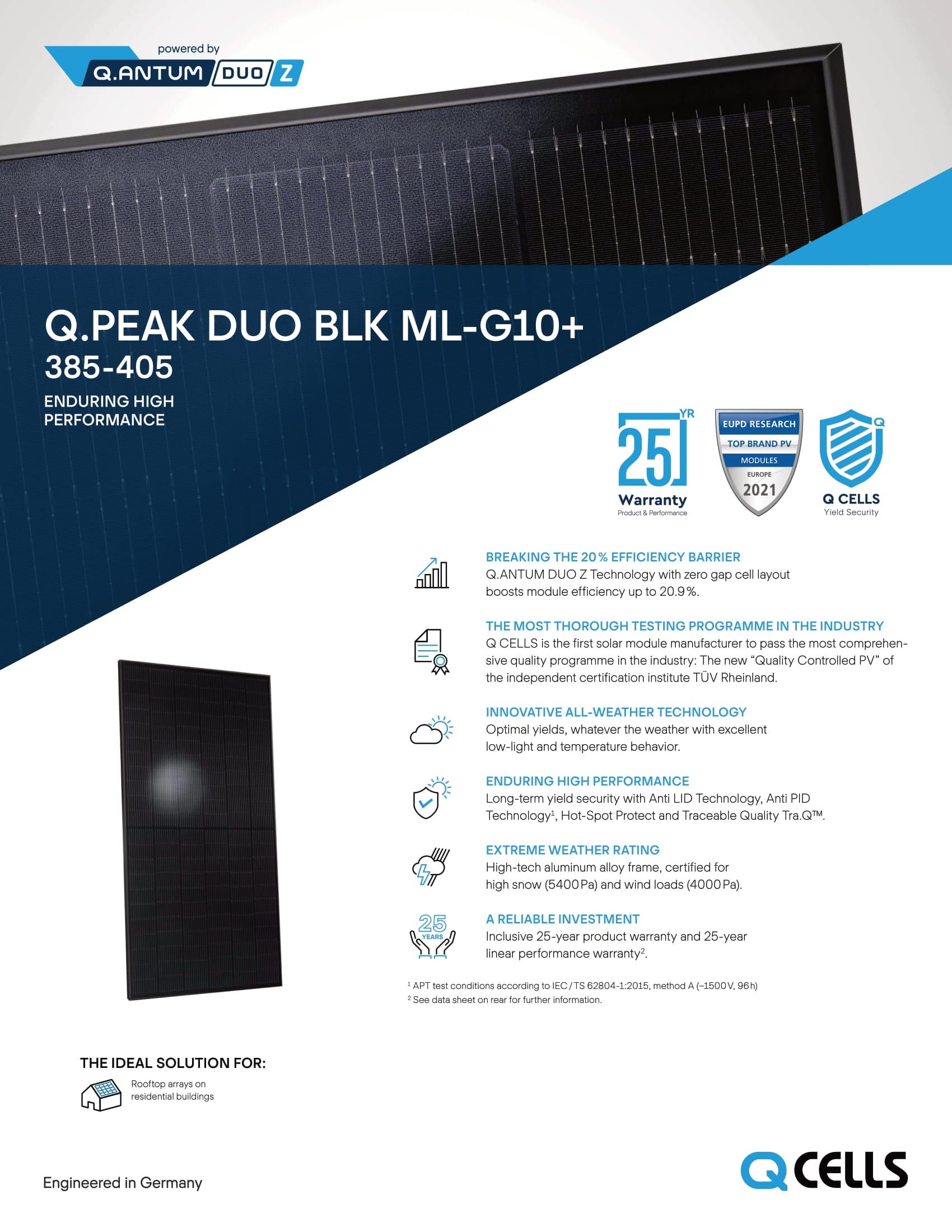 Q Cells - 12x Panels -  Q.PEAK DUO BLK-G10+ 395W - 66 Cell  | 4-8 Weeks Ship Time