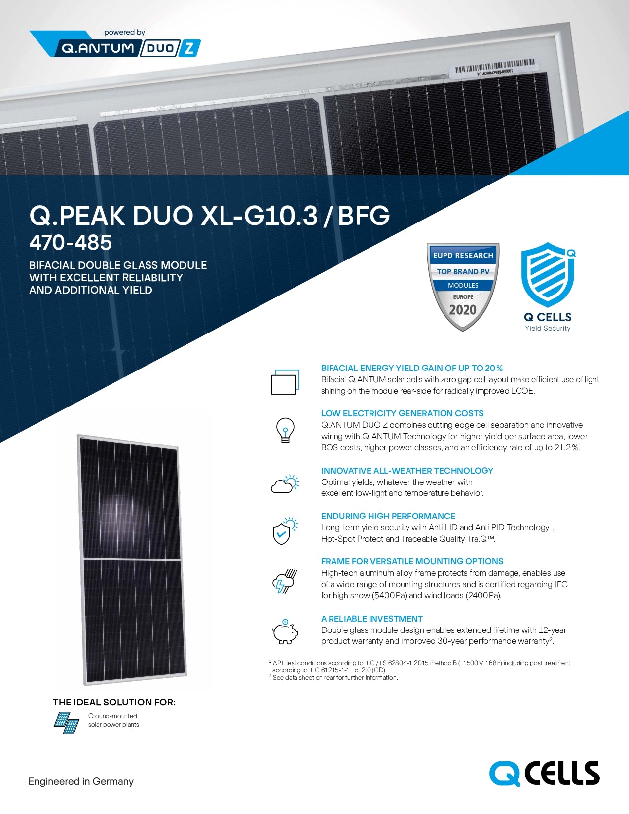 Q Cells - 12x Panels - Q.PEAK DUO XL-G10 470W - 78cell - Bifacial｜2-4 Weeks Ship Time