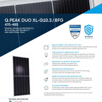 Q Cells - 12x Panels - Q.PEAK DUO XL-G10 470W - 78cell - Bifacial｜2-4 Weeks Ship Time
