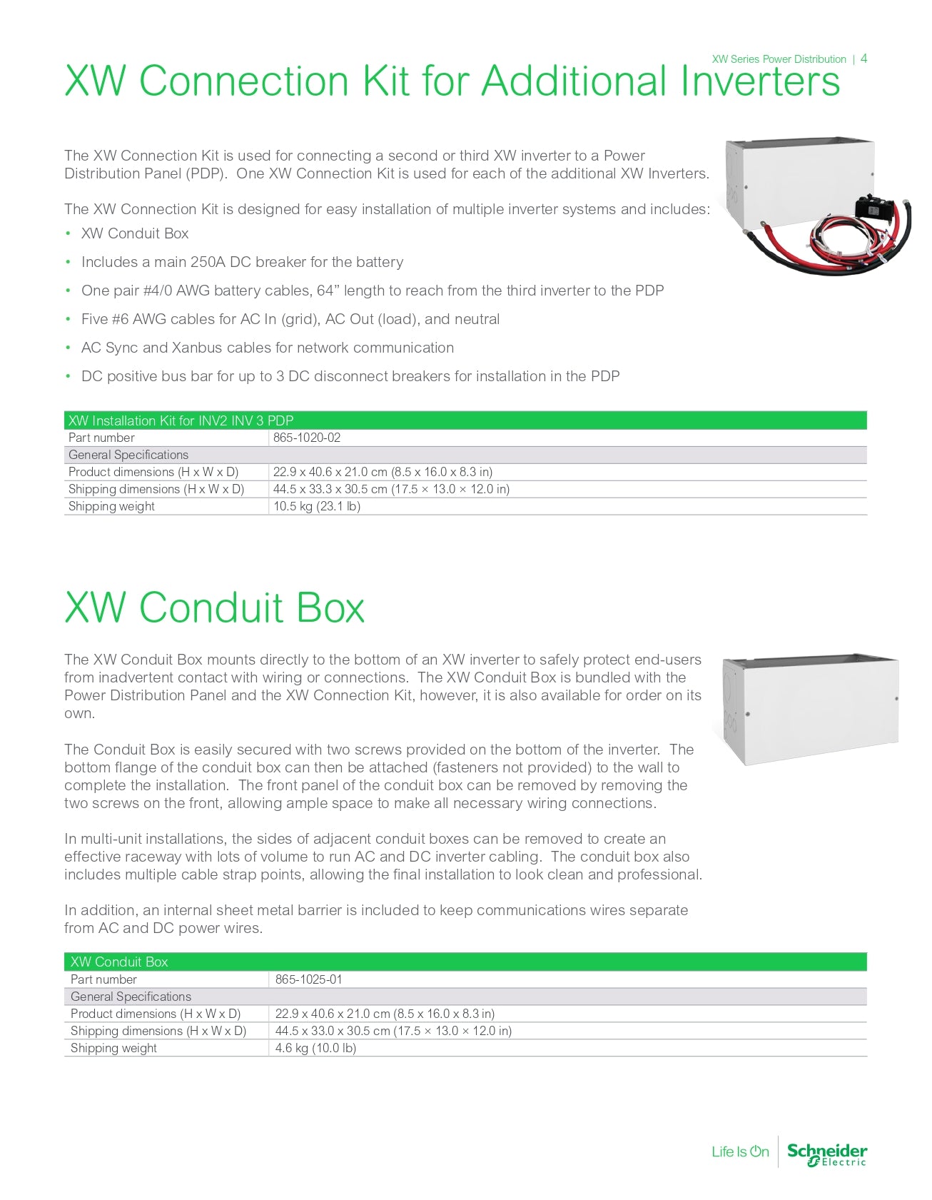 Schneider | Conext XW Conduit Box for additional XW｜2-4 Weeks Ship Time