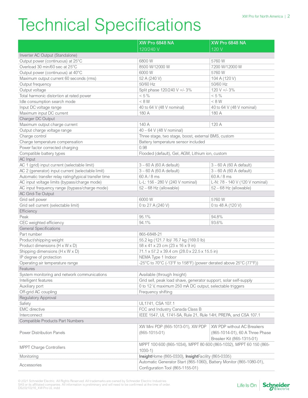 Schneider - Conext XW Pro 6848 Hybrid Inverter｜2-4 Weeks Ship Time