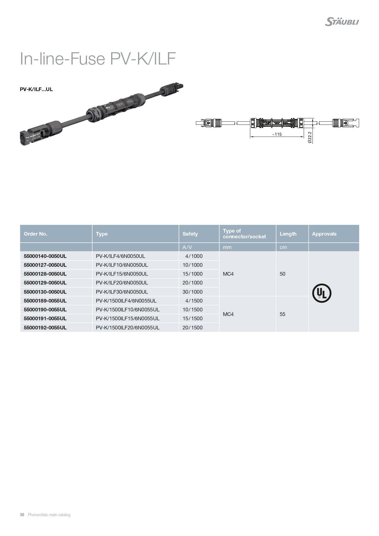 Multi Contact | 1500V in-line fuse 4/10/15/20A｜2-4 Weeks Ship Time