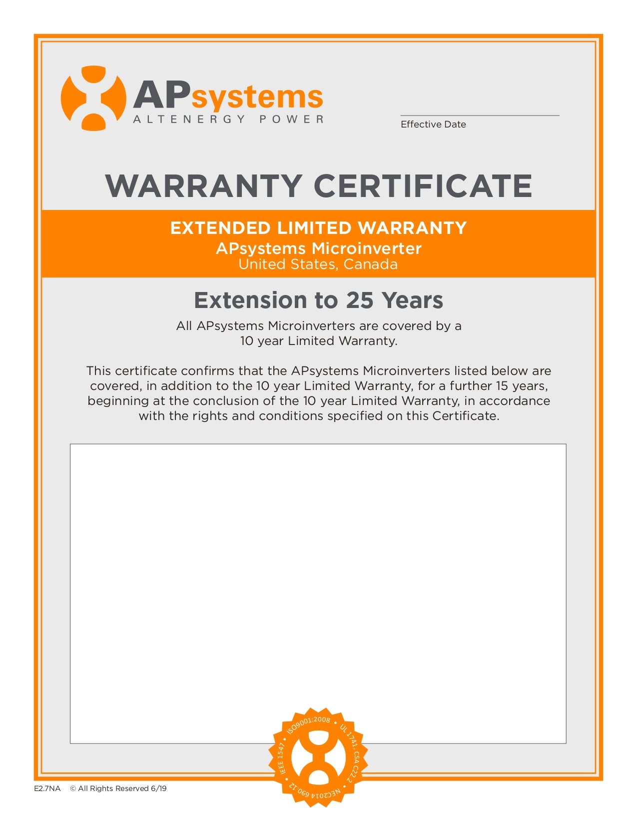 APsystems - QS1 Warranty Extension to 25years