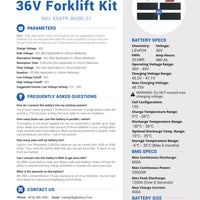 36V FORKLIFT KIT｜LIFEPO4 Power Block｜464AH｜20KWH | Lithium Battery Pack｜3-8 Weeks Ship Time